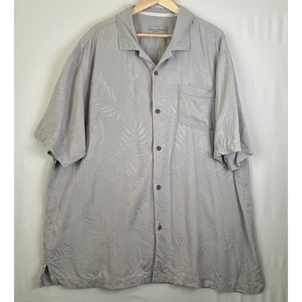 Tommy Bahama Men's Short Sleeve Green Size XXL  Button-Up 100%Silk Textured Palm